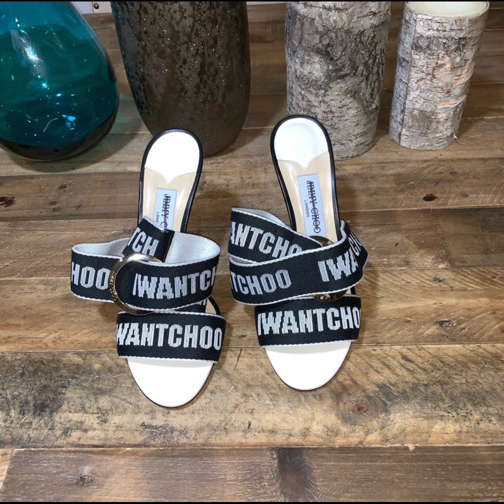 Jimmy Choo Bailey Logo Leather & Canvas Sandals - Picture 4 of 8